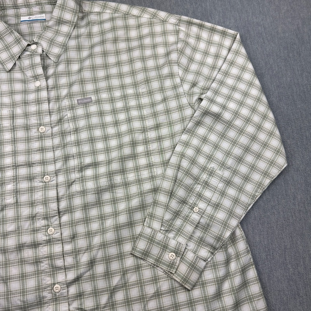 Columbia Shirt Women 1X Green Plaid Silver Ridge Utility Long Sleeve Lightweight - Picture 3 of 11
